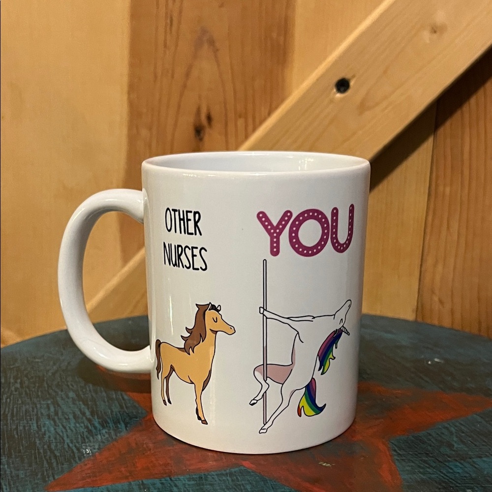 Humorous Unicorn White Mug for Nurses